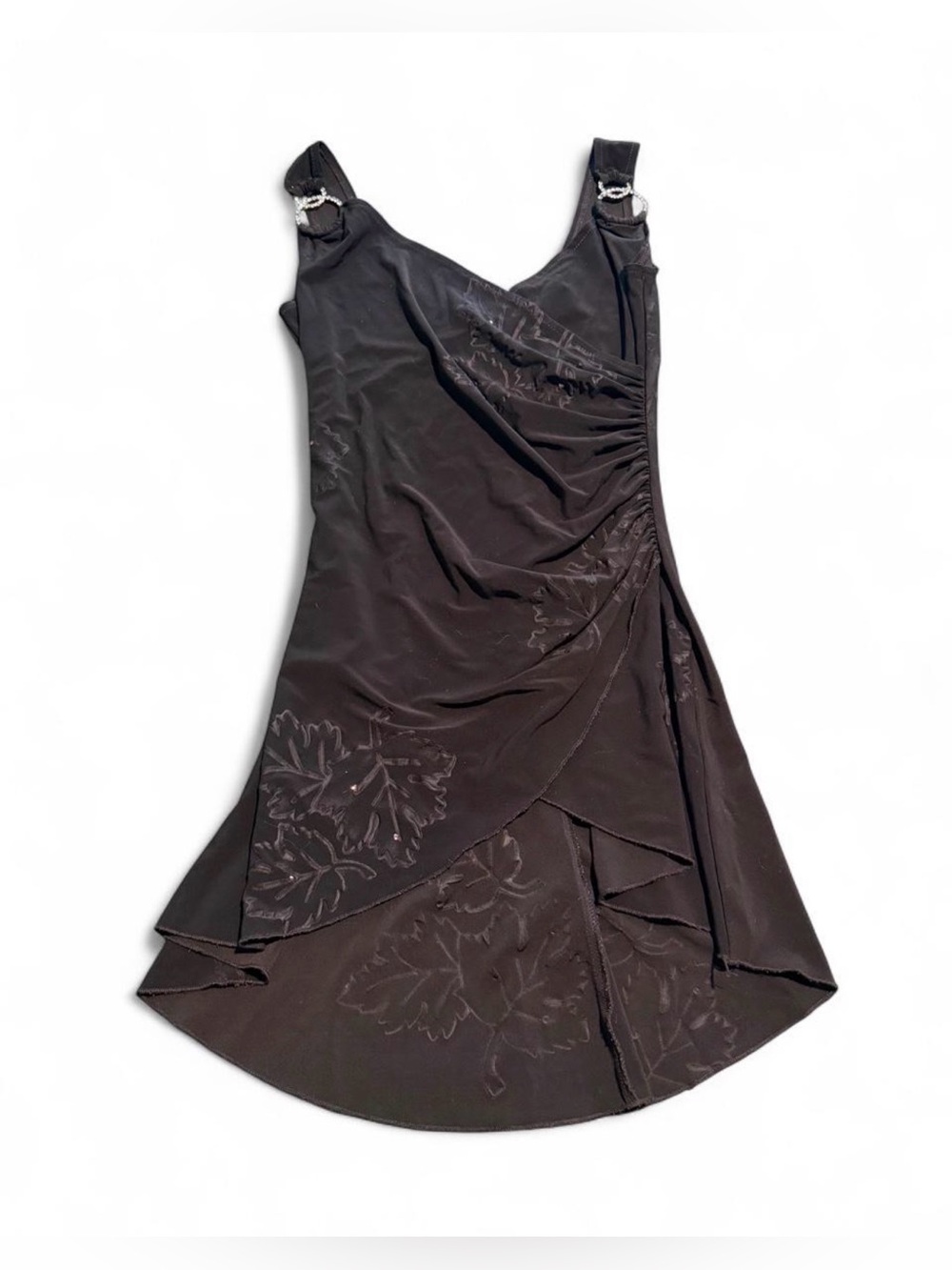 Vintage 1990s tunic Brown with subtle floral details and rhinestones
